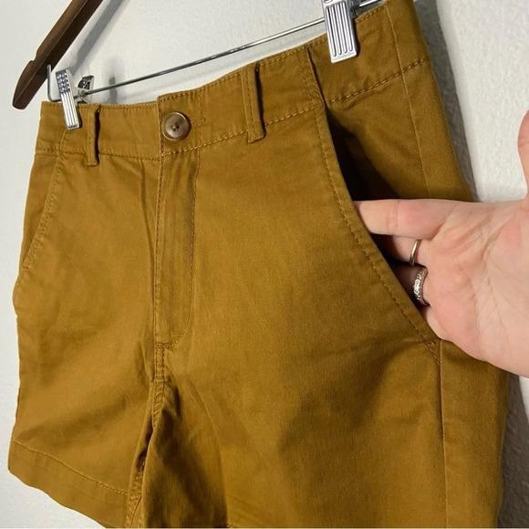 LOFT High Waist Twill Shorts Size 00 Brown Bronze NEW “The Washed Twill Short” - Picture 5 of 15